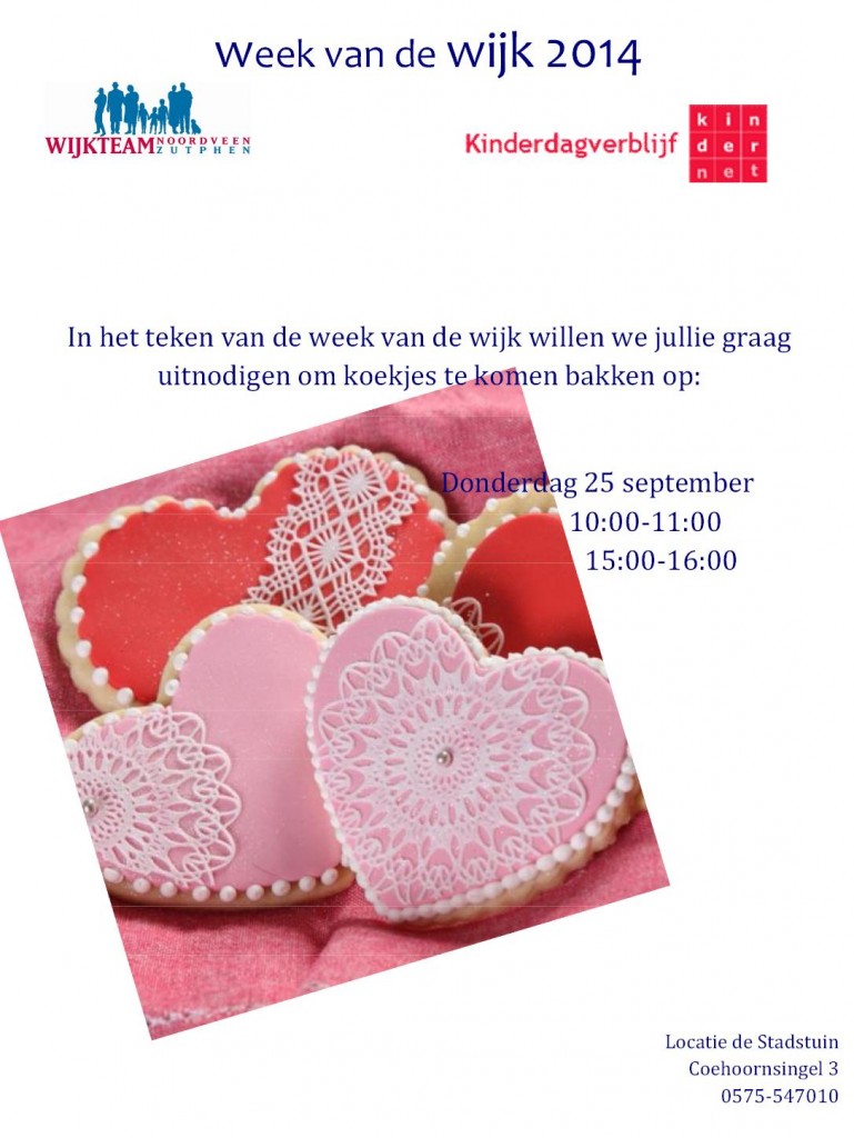 Flyer WvdW koekjes bakken Stadstuin Kindernet 25092014