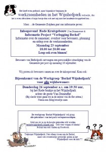 Flyer wijk Werkgroep Berkel Wijnhofpark 23 en 26 september 2013